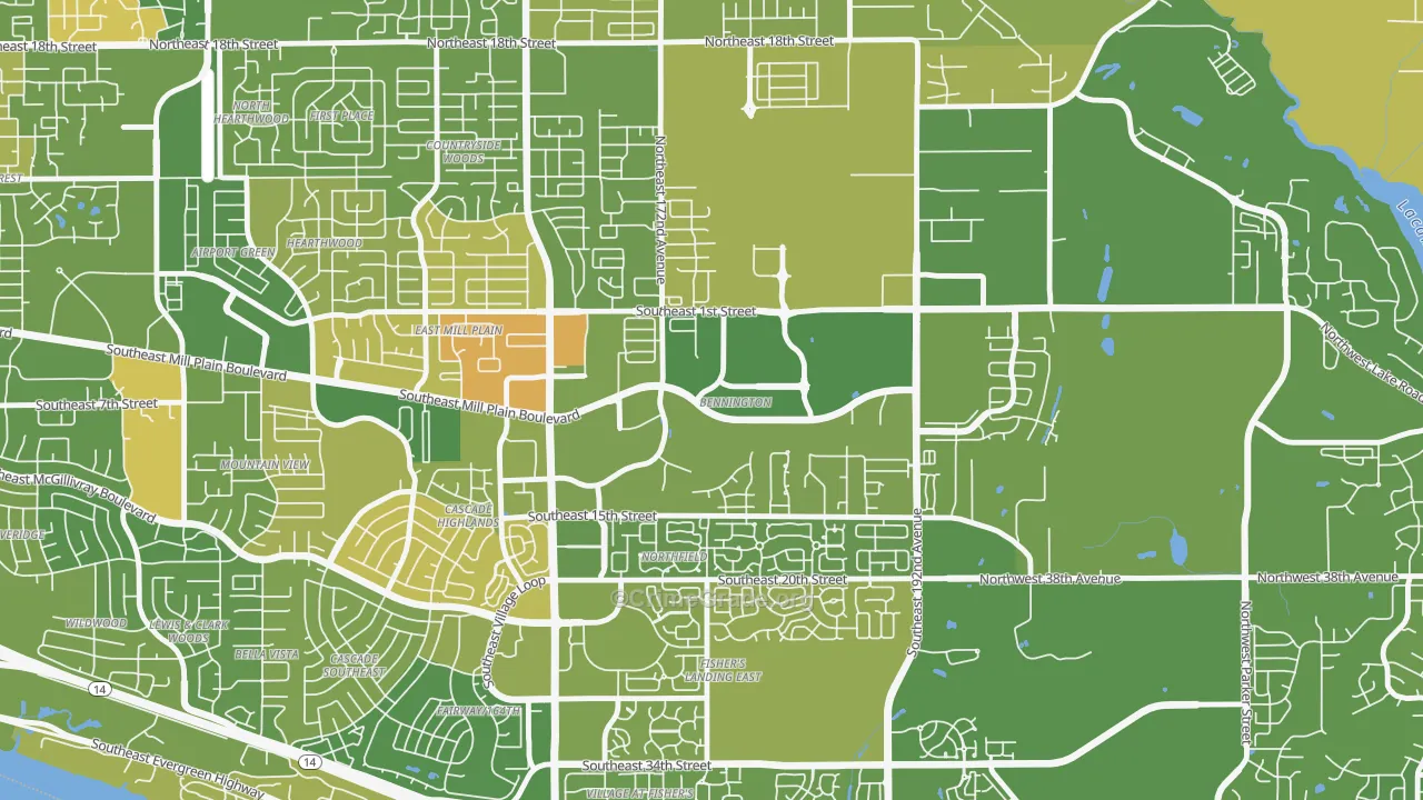 Bennington, Vancouver, WA Map of Murder Rates
