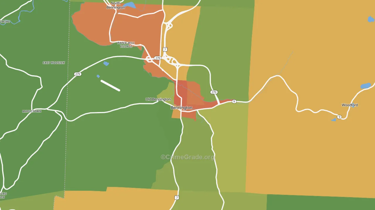 Bennington, VT Map of Murder Rates