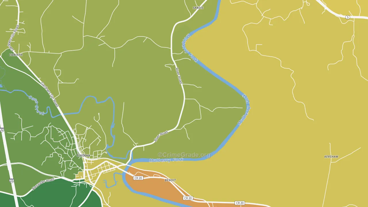 Benoit, AL Map of Murder Rates