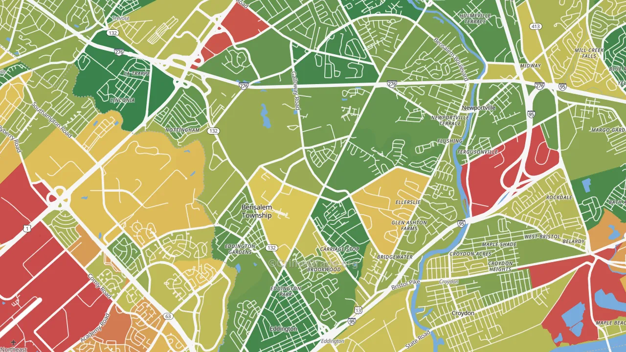Bensalem, PA Map of Murder Rates