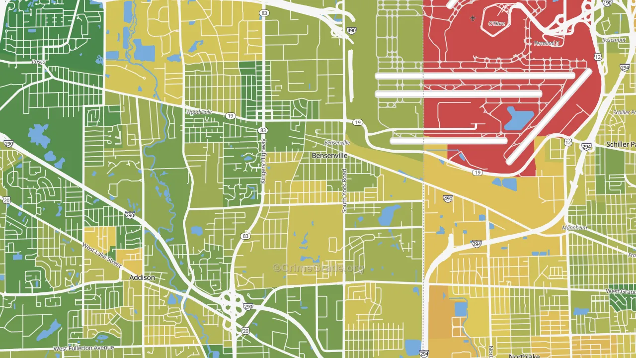 Bensenville, IL Map of Murder Rates