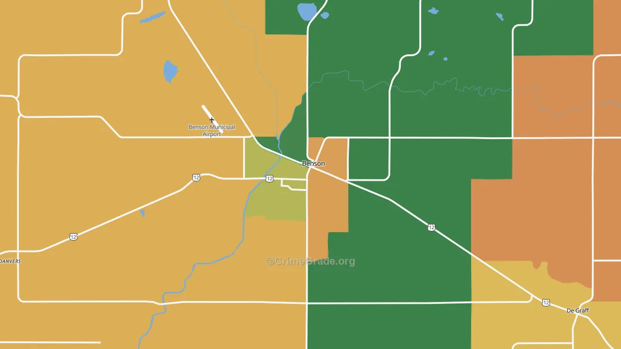 Benson, MN Map of Murder Rates