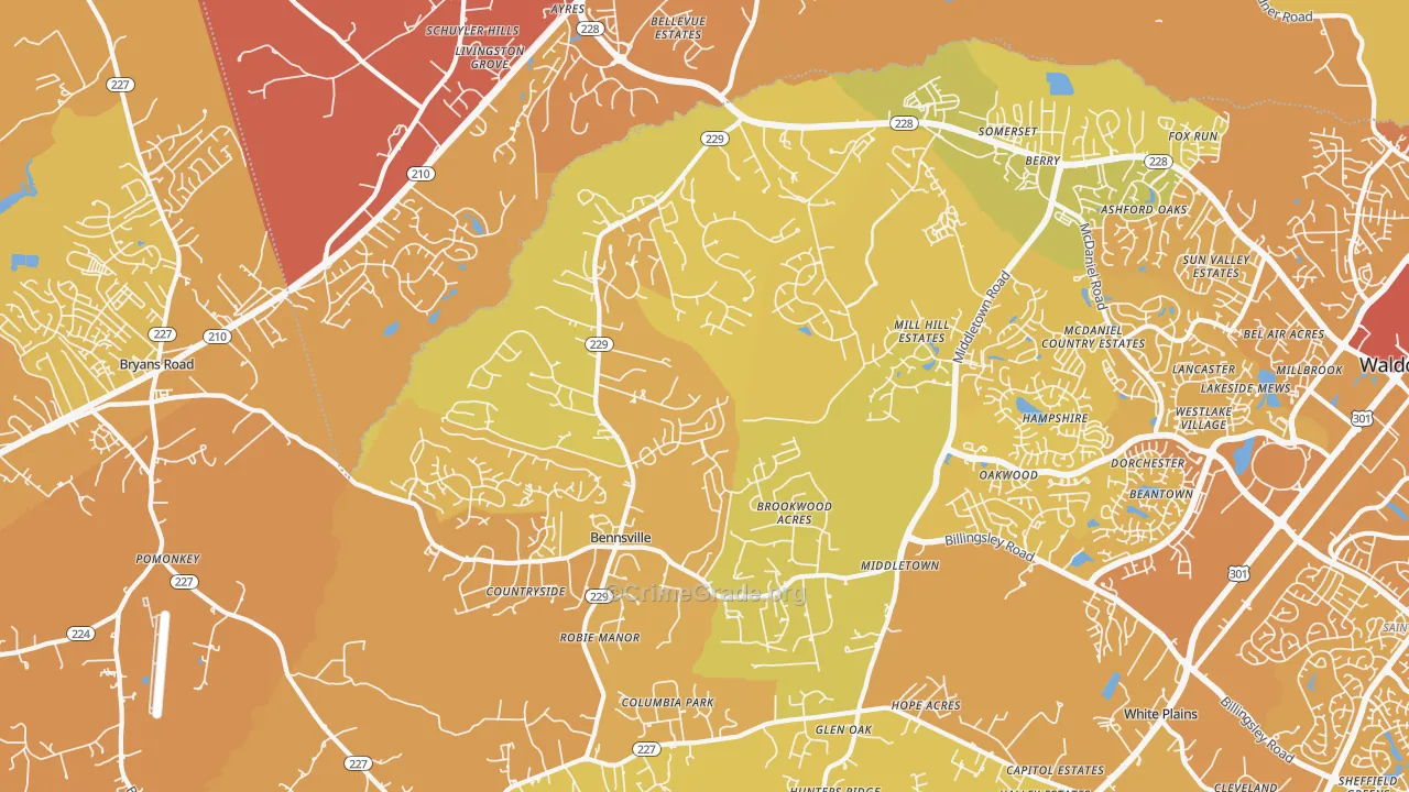Bensville, Waldorf, MD Map of Murder Rates