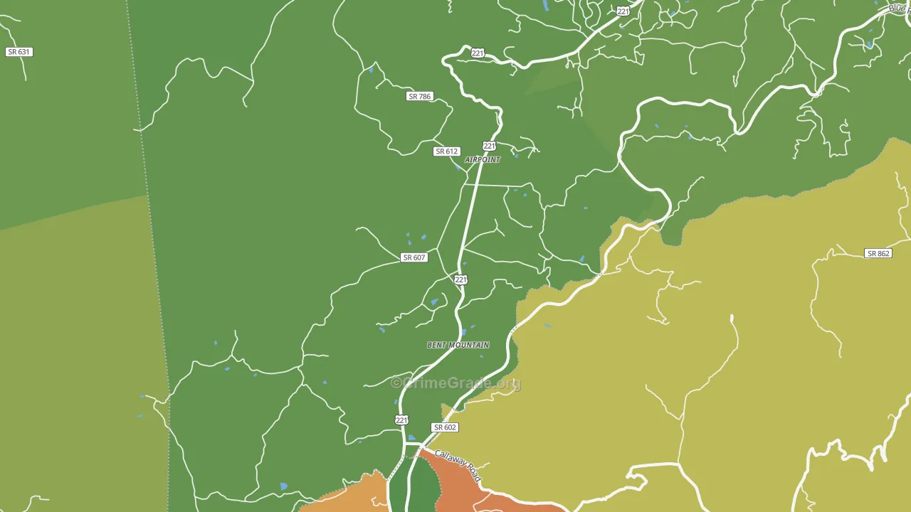 Bent Mountain, VA Map of Murder Rates