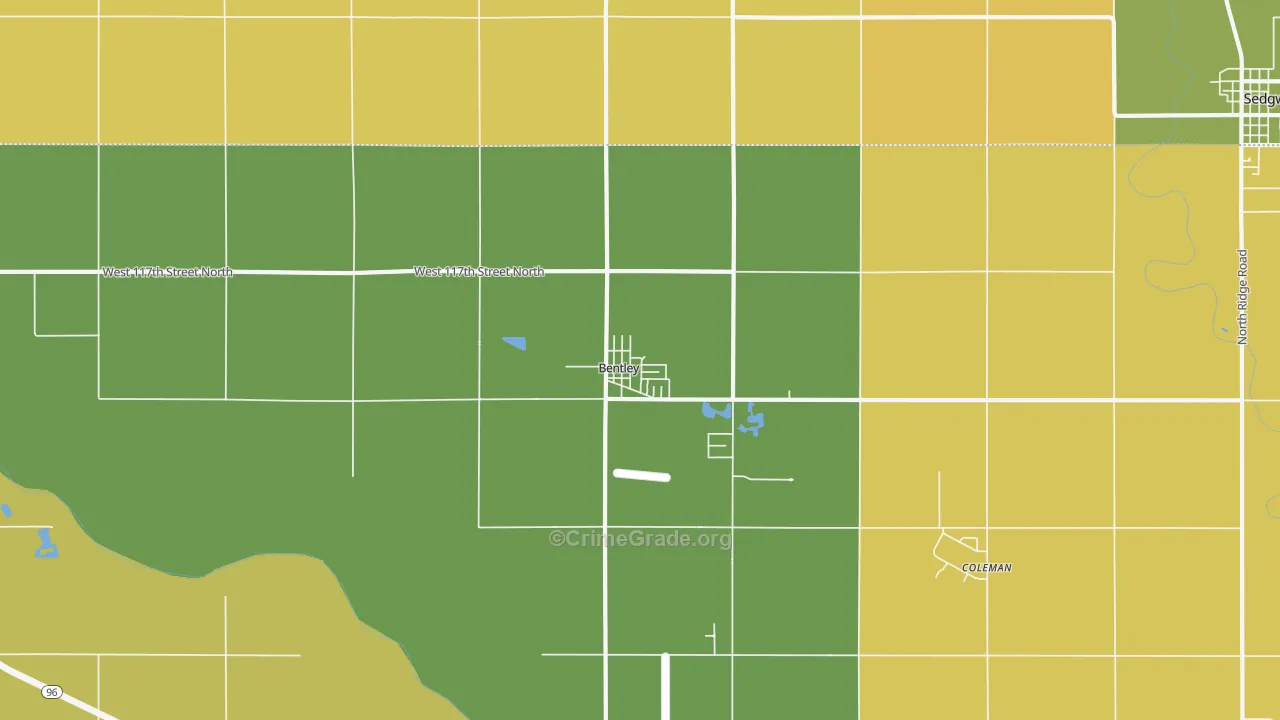 Bentley, KS Map of Murder Rates