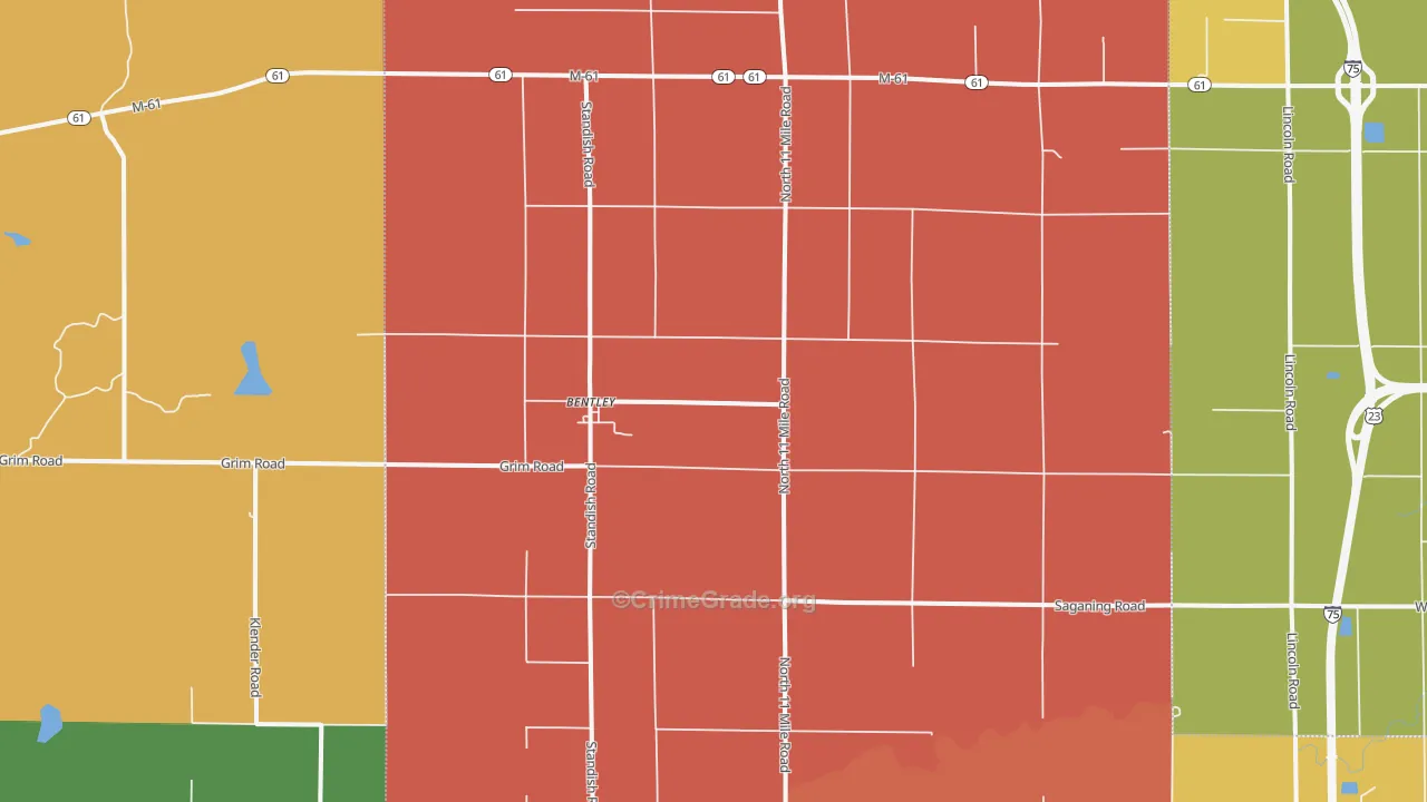 Bentley, MI Map of Murder Rates