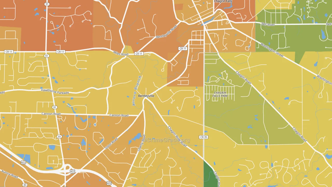 Bentleyville, OH Map of Murder Rates