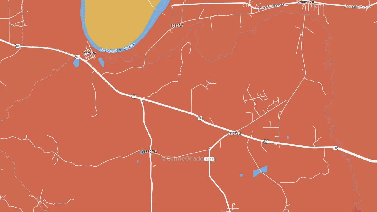 Benton, AL Map of Murder Rates