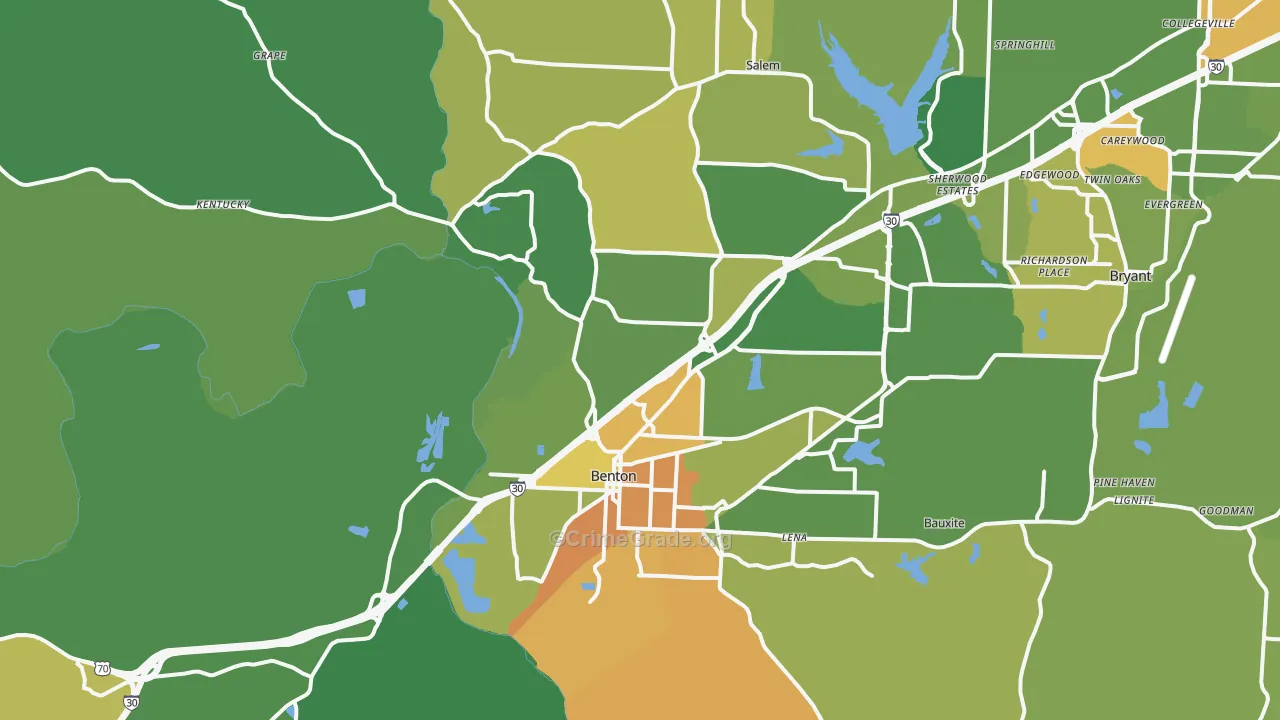 Benton, AR Map of Murder Rates