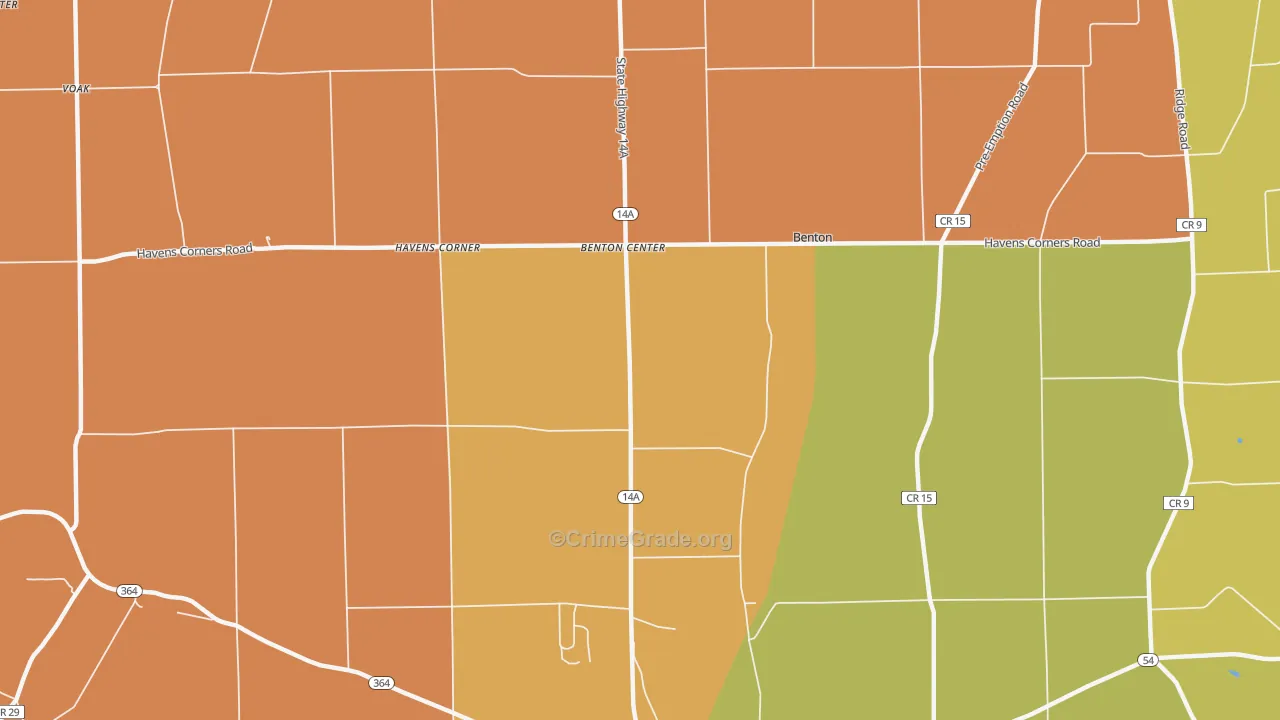 Benton Center, NY Map of Murder Rates