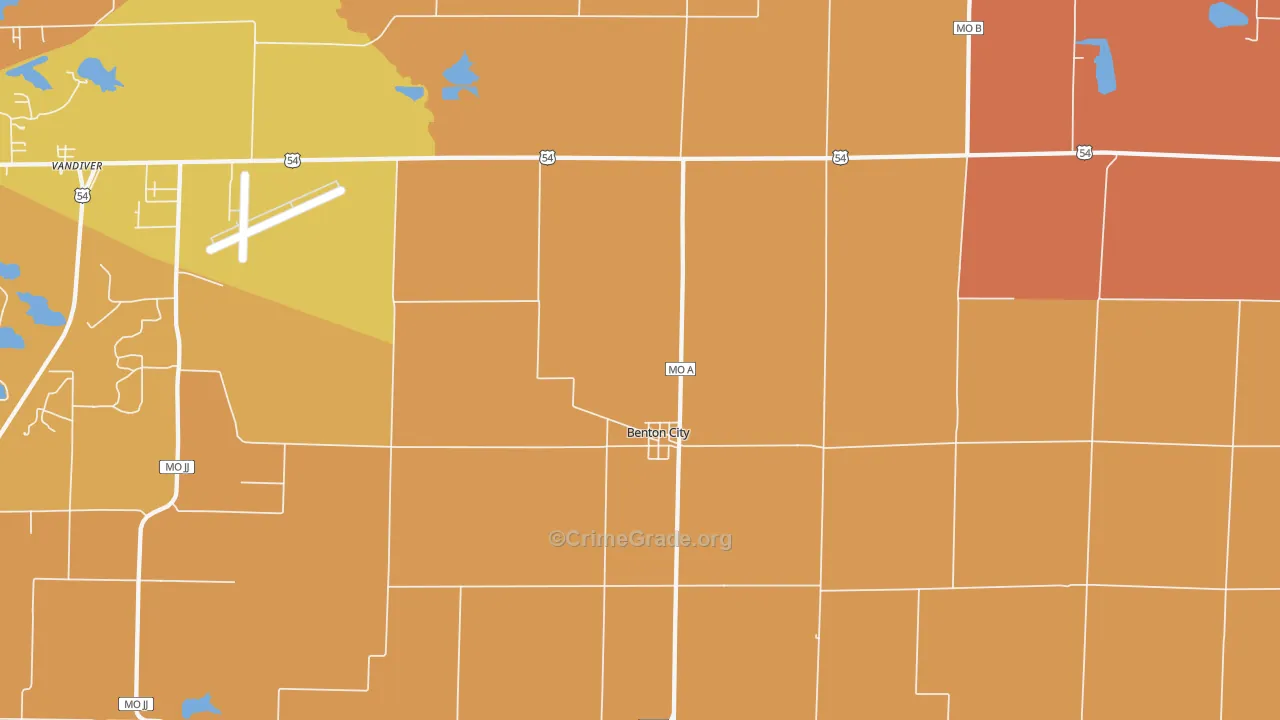 Benton City, MO Map of Murder Rates