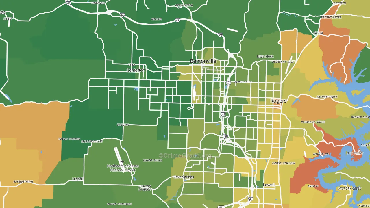 Benton County, AR Map of Murder Rates