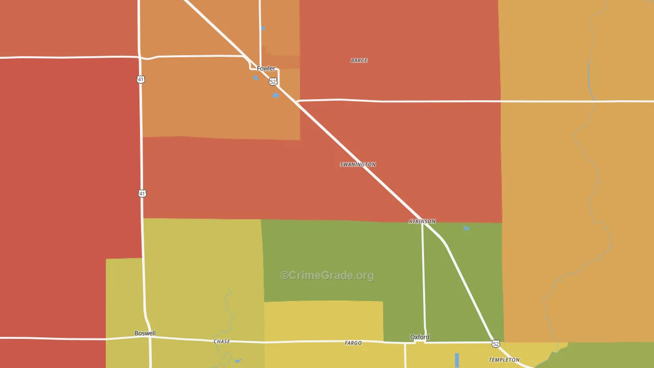 Benton County, IN Map of Murder Rates