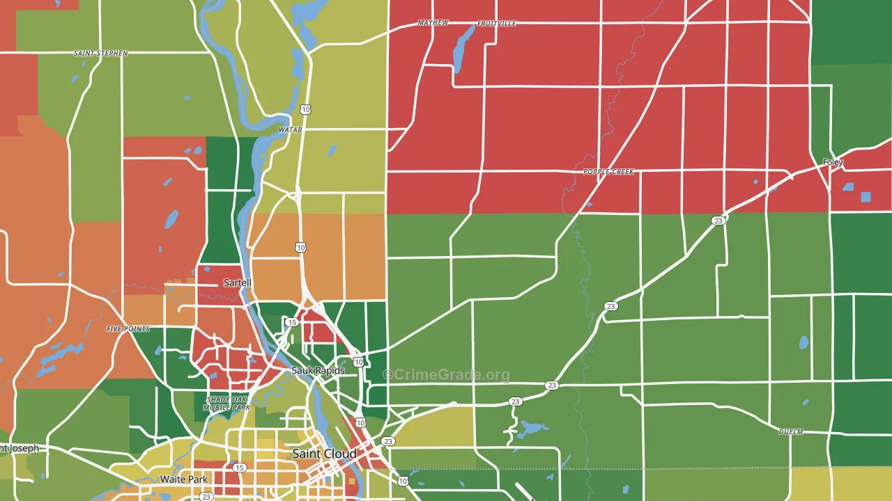Benton County, MN Map of Murder Rates
