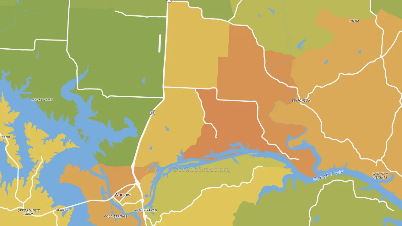 Benton County, MO Map of Murder Rates