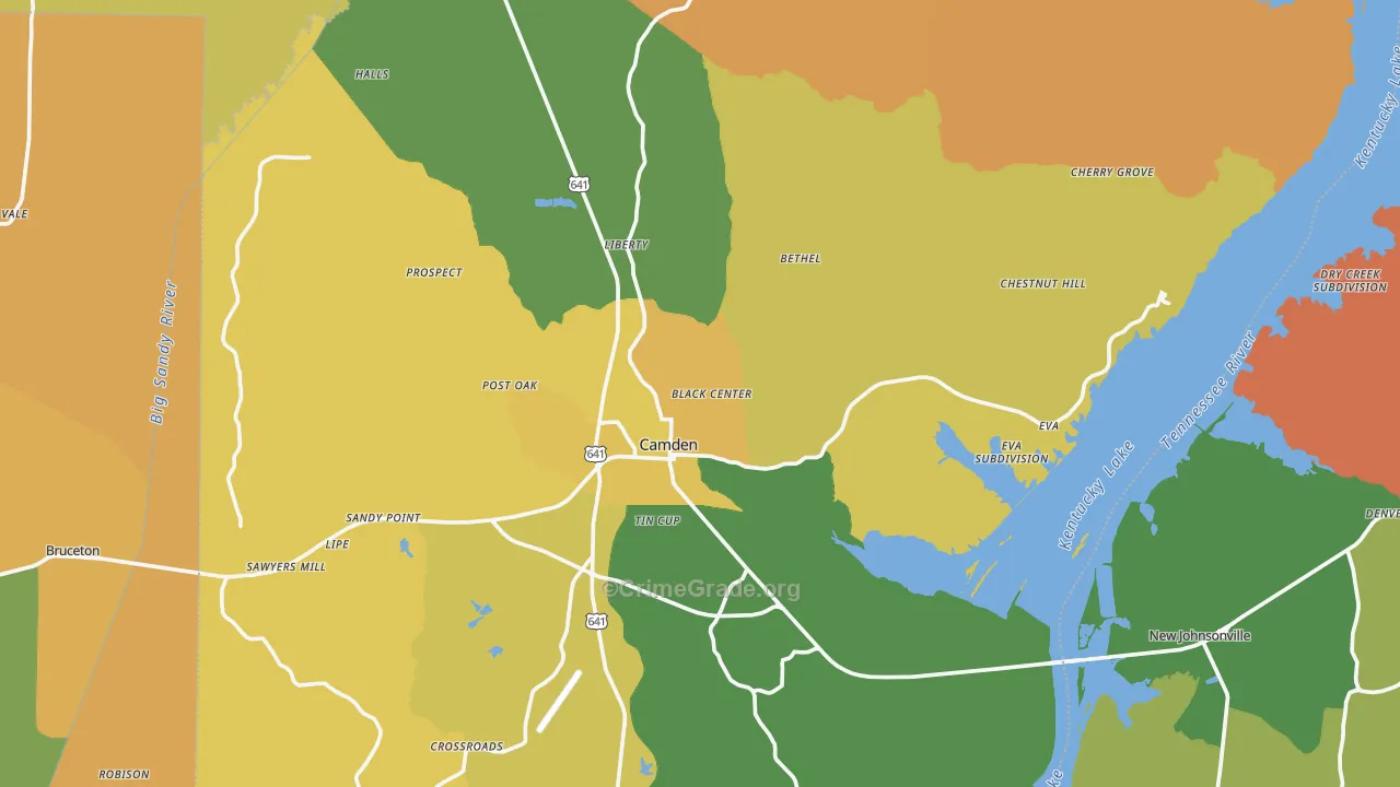 Benton County, TN Map of Murder Rates