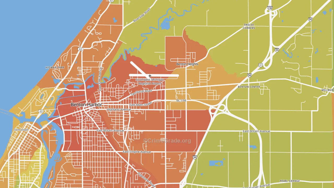 Benton Heights, MI Map of Murder Rates