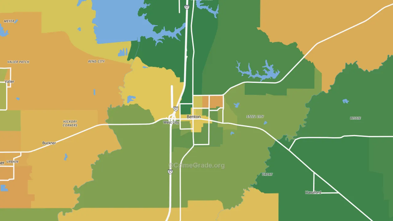Benton, IL Map of Murder Rates