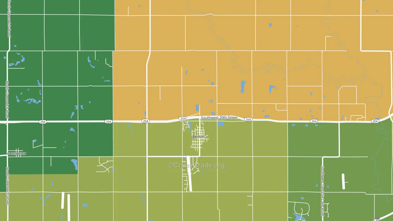 Benton, KS Map of Murder Rates