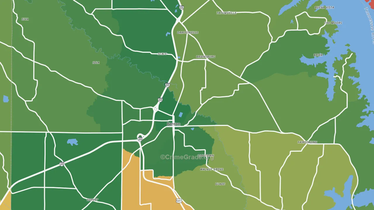 Benton, KY Map of Murder Rates
