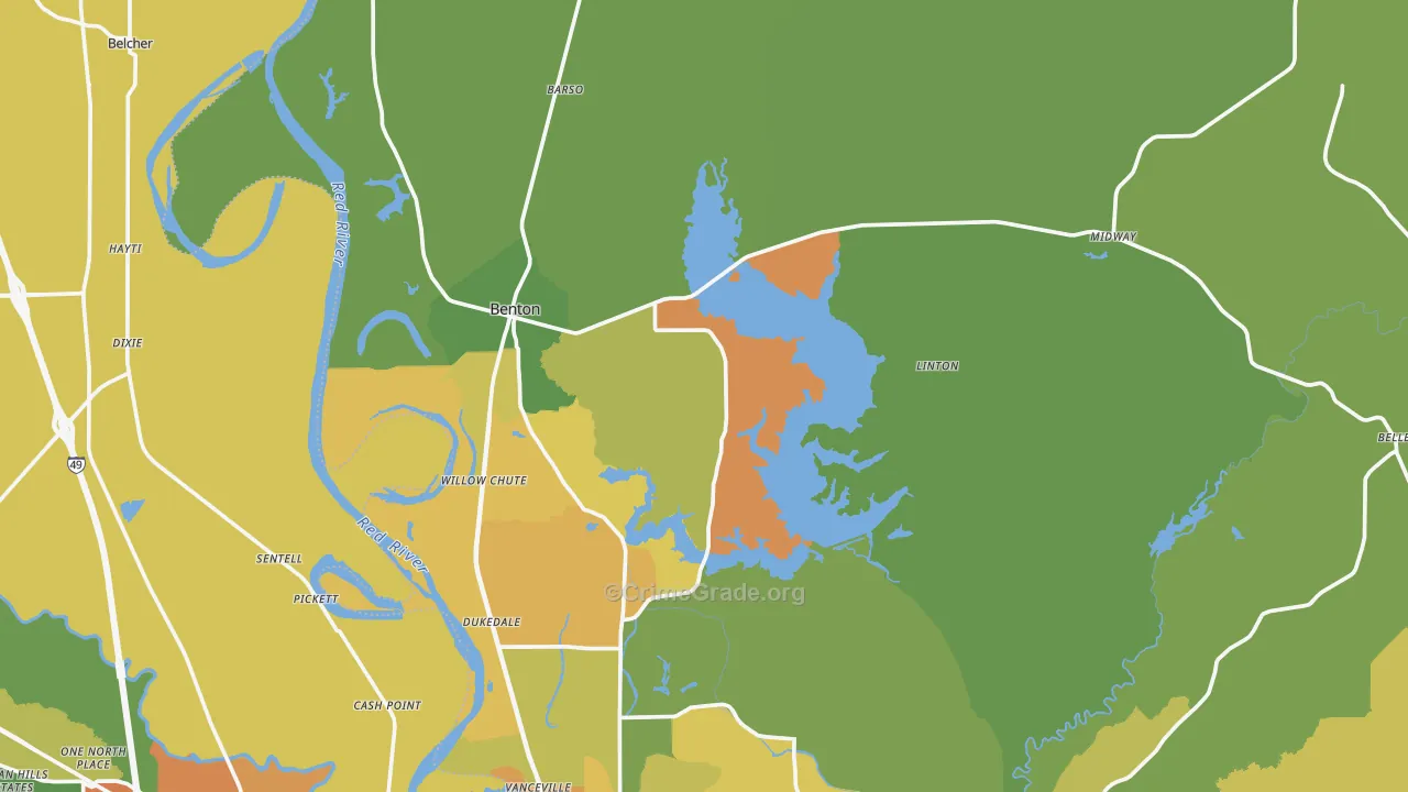 Benton, LA Map of Murder Rates