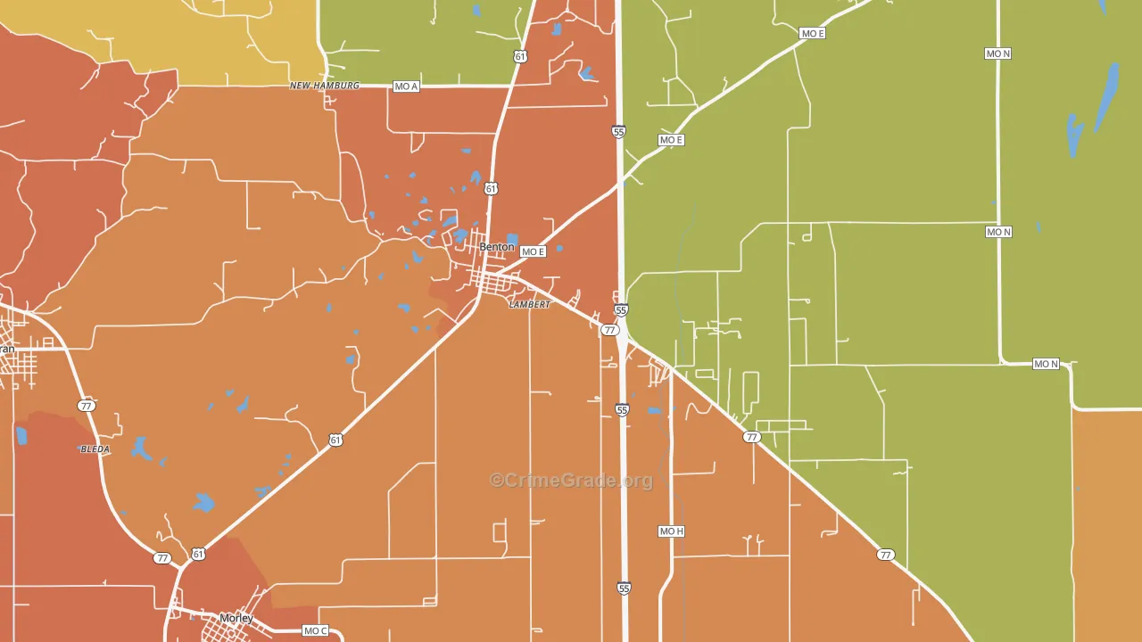 Benton, MO Map of Murder Rates