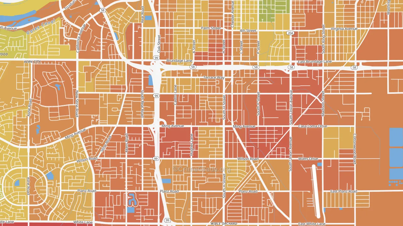 Benton Park, Bakersfield, CA Map of Murder Rates