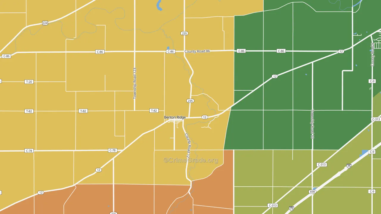 Benton Ridge, OH Map of Murder Rates