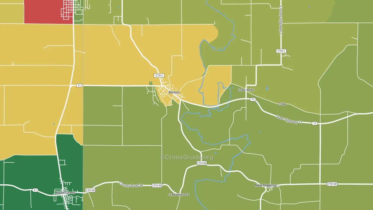 Benton, WI Map of Murder Rates