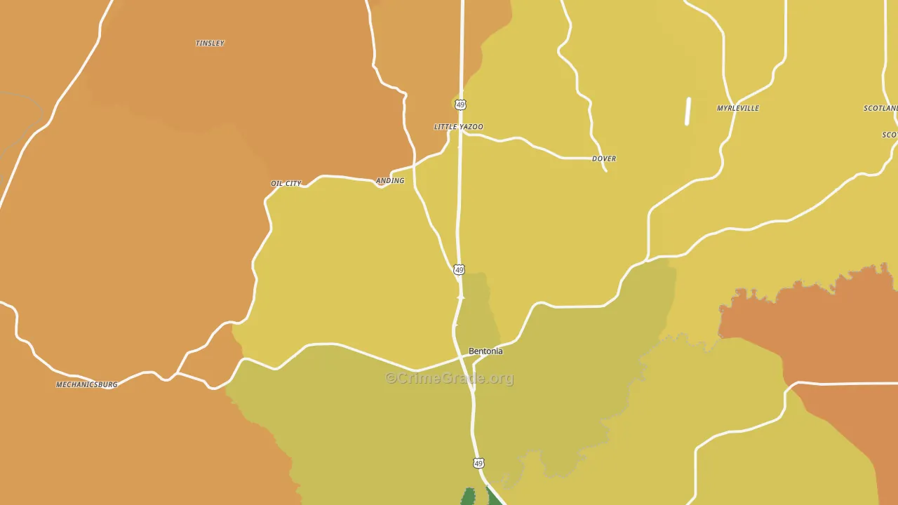 Bentonia, MS Map of Murder Rates