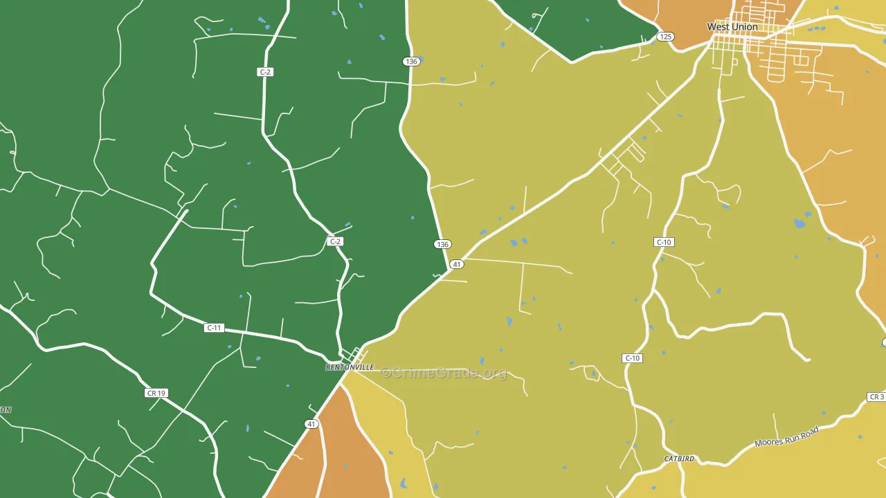 Bentonville, OH Map of Murder Rates