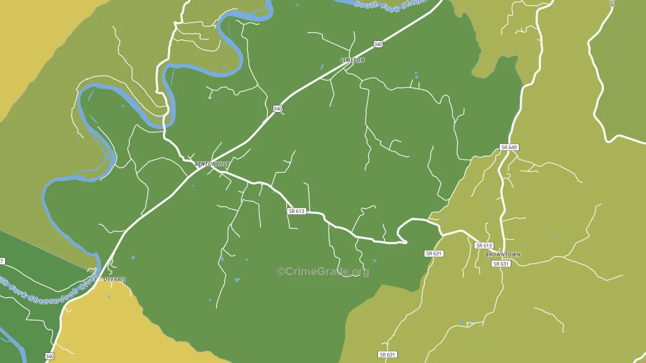 Bentonville, VA Map of Murder Rates