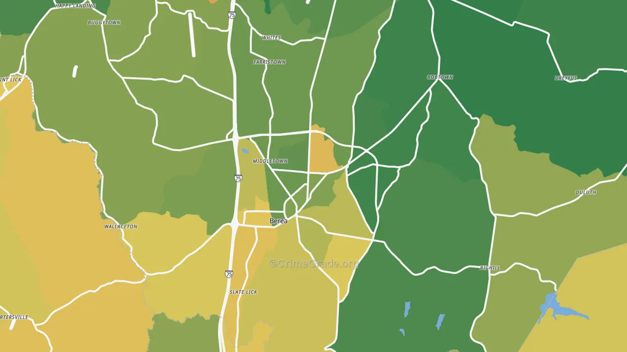 Berea, KY Map of Murder Rates