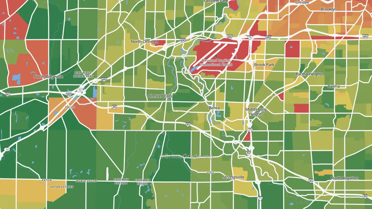 Berea, OH Map of Murder Rates