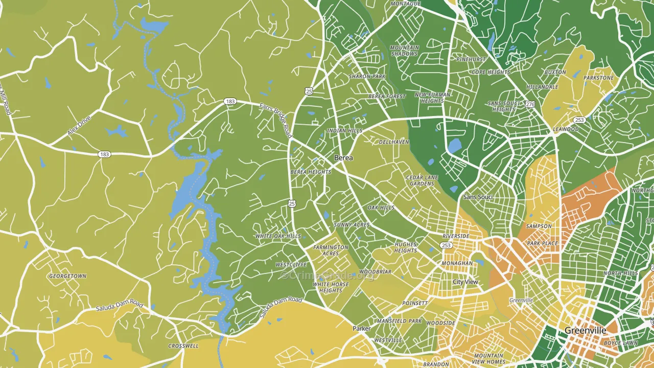 Berea, SC Map of Murder Rates