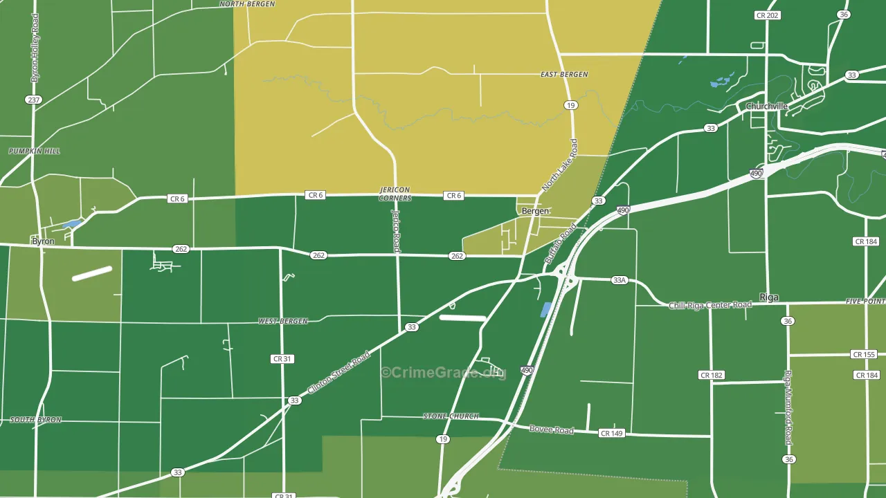 Bergen, NY Map of Murder Rates