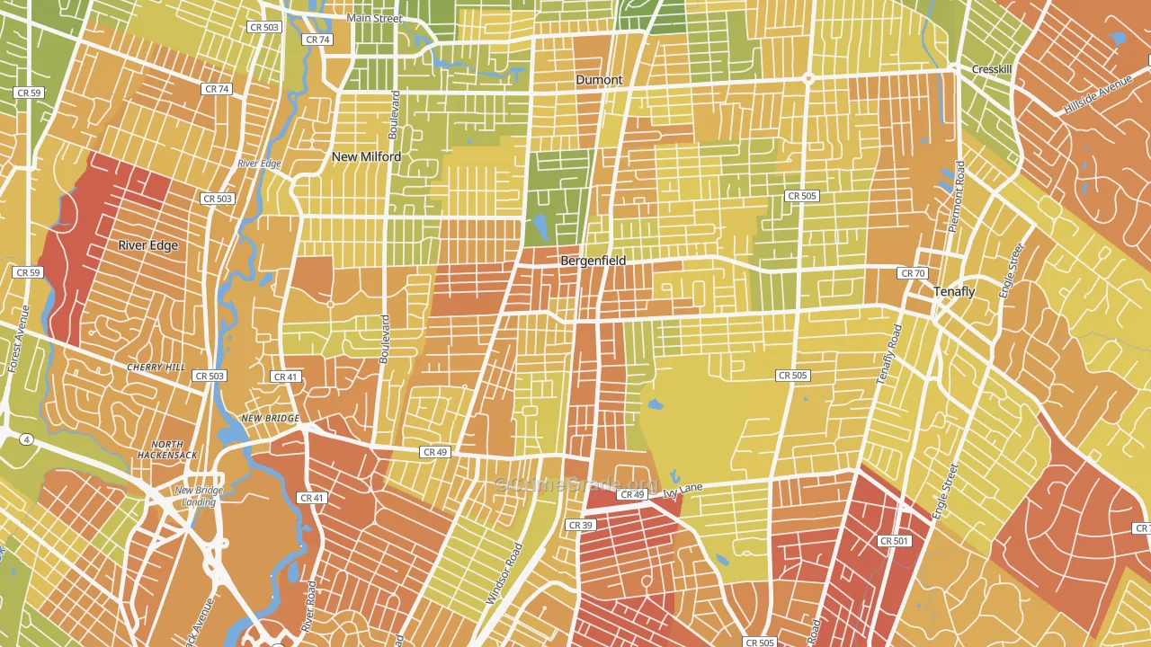 Bergenfield, NJ Map of Murder Rates