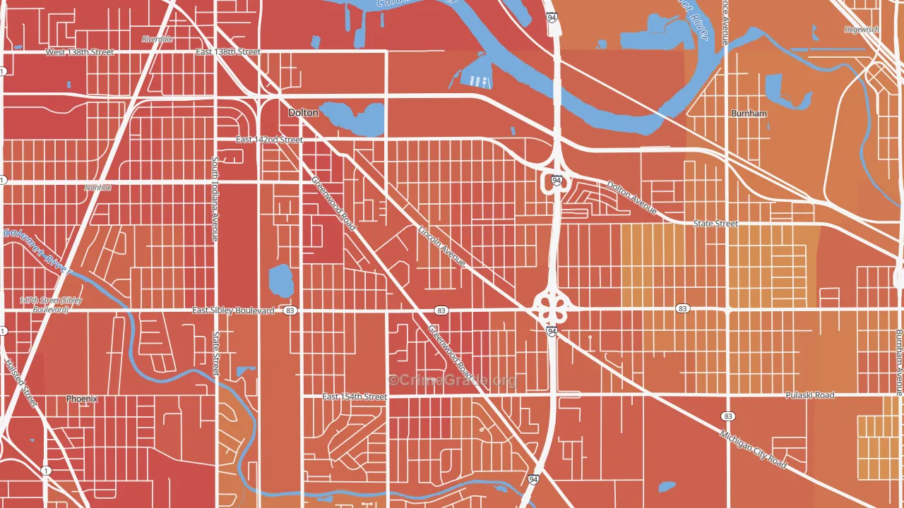 Berger, Dolton, IL Map of Murder Rates