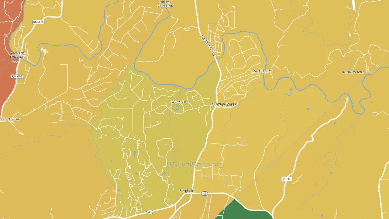 Bergheim, TX Map of Murder Rates