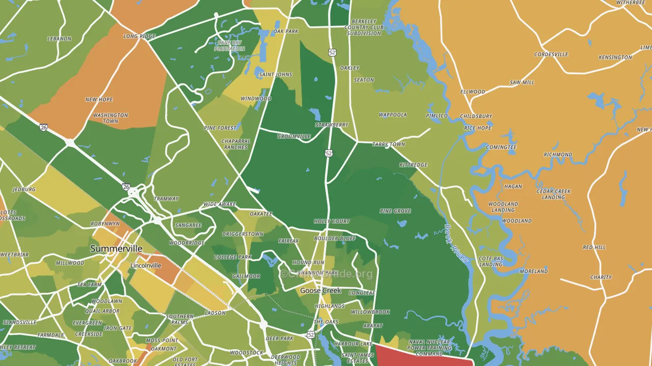 Berkeley County, SC Map of Murder Rates