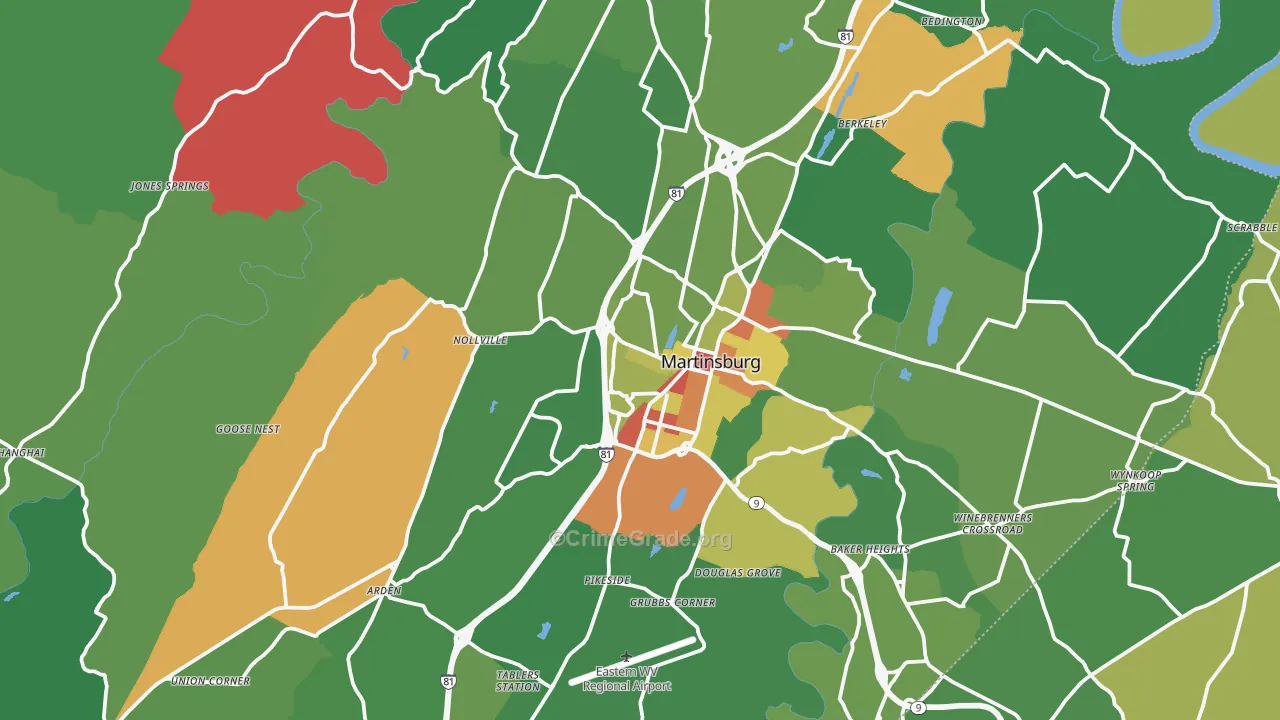 Berkeley County, WV Map of Murder Rates
