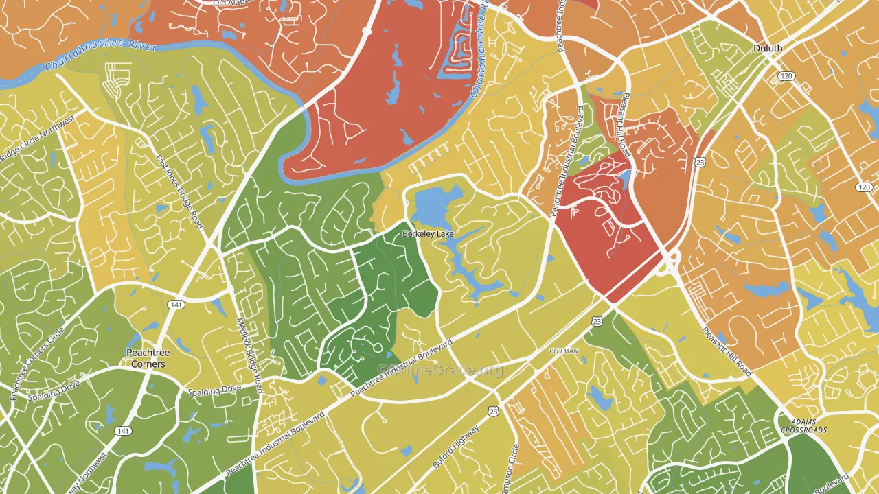 Berkeley Lake, GA Map of Murder Rates