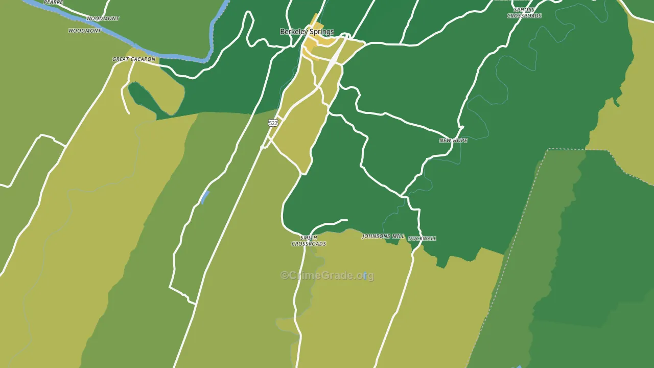 Berkeley Springs, WV Map of Murder Rates