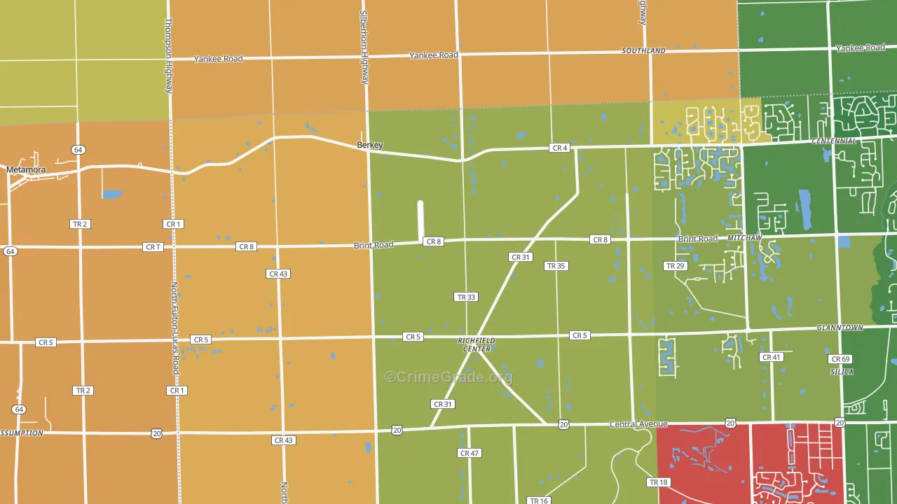 Berkey, OH Map of Murder Rates