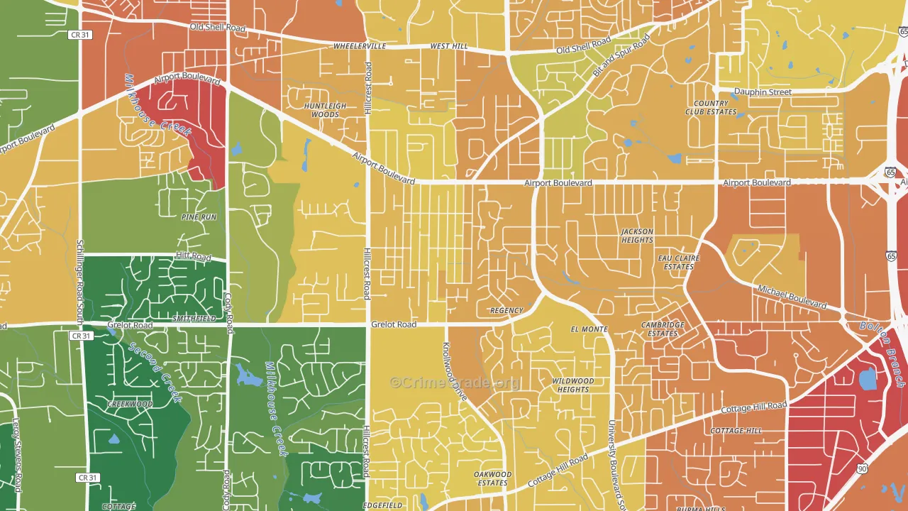 Berkleigh, Mobile, AL Map of Murder Rates
