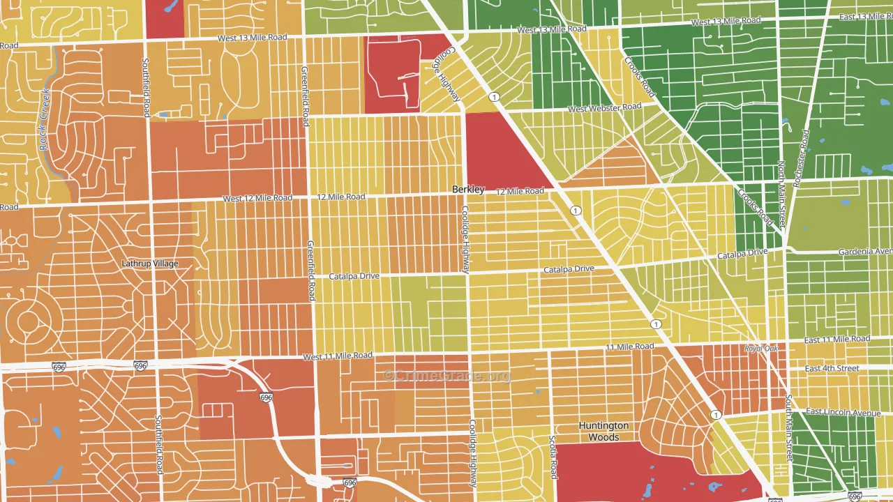 Berkley, MI Map of Murder Rates