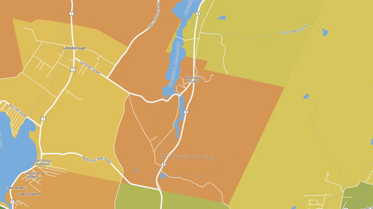 Berkshire, MA Map of Murder Rates