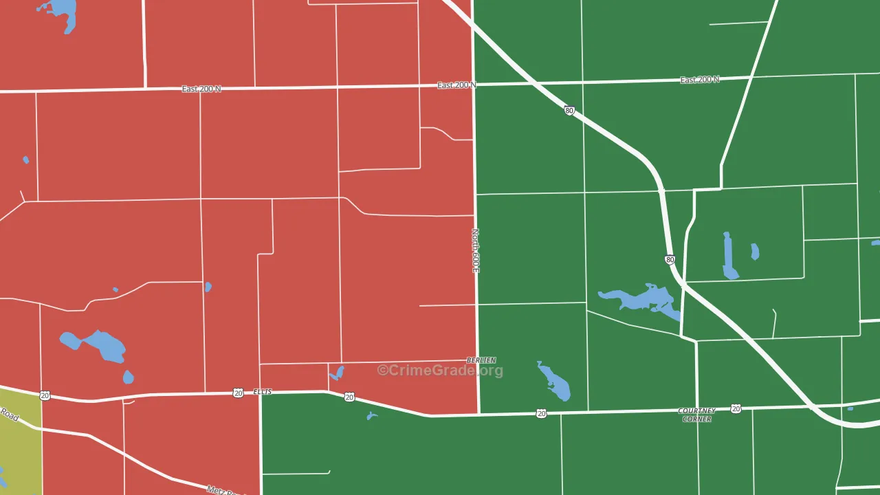 Berlien, IN Map of Murder Rates