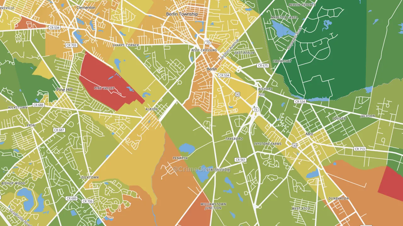 Berlin, NJ Map of Murder Rates
