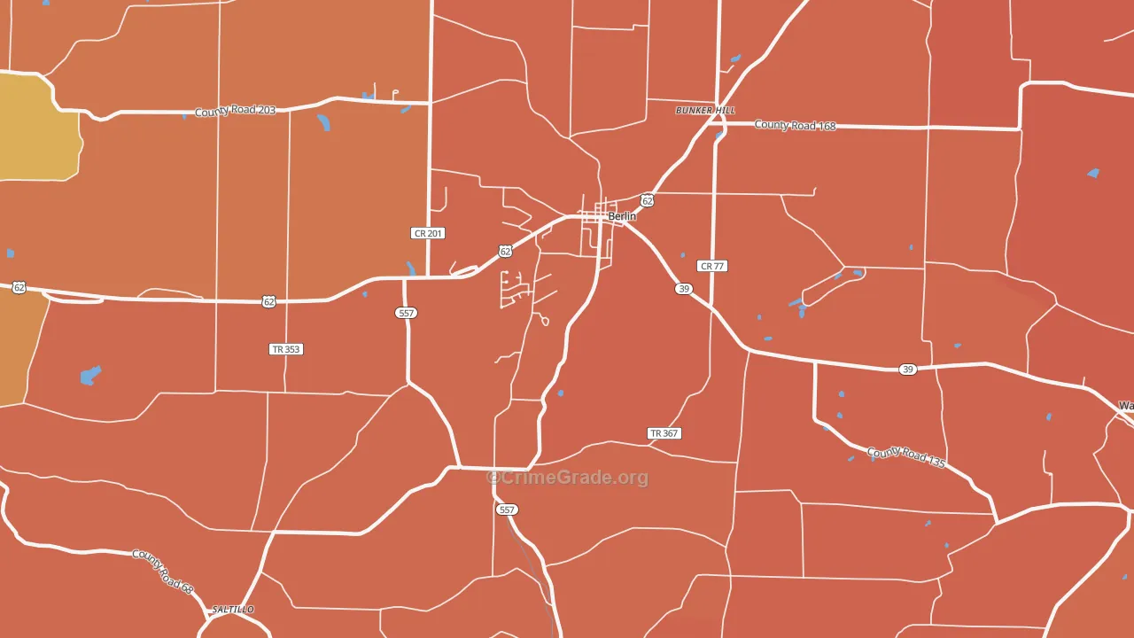 Berlin, OH Map of Murder Rates
